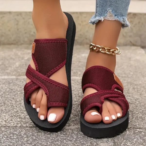 🌸 Venta de preprimavera 49% de descuento ❤️ Sandalias planas con tiras correctoras de juanetes ortopédicas para mujer