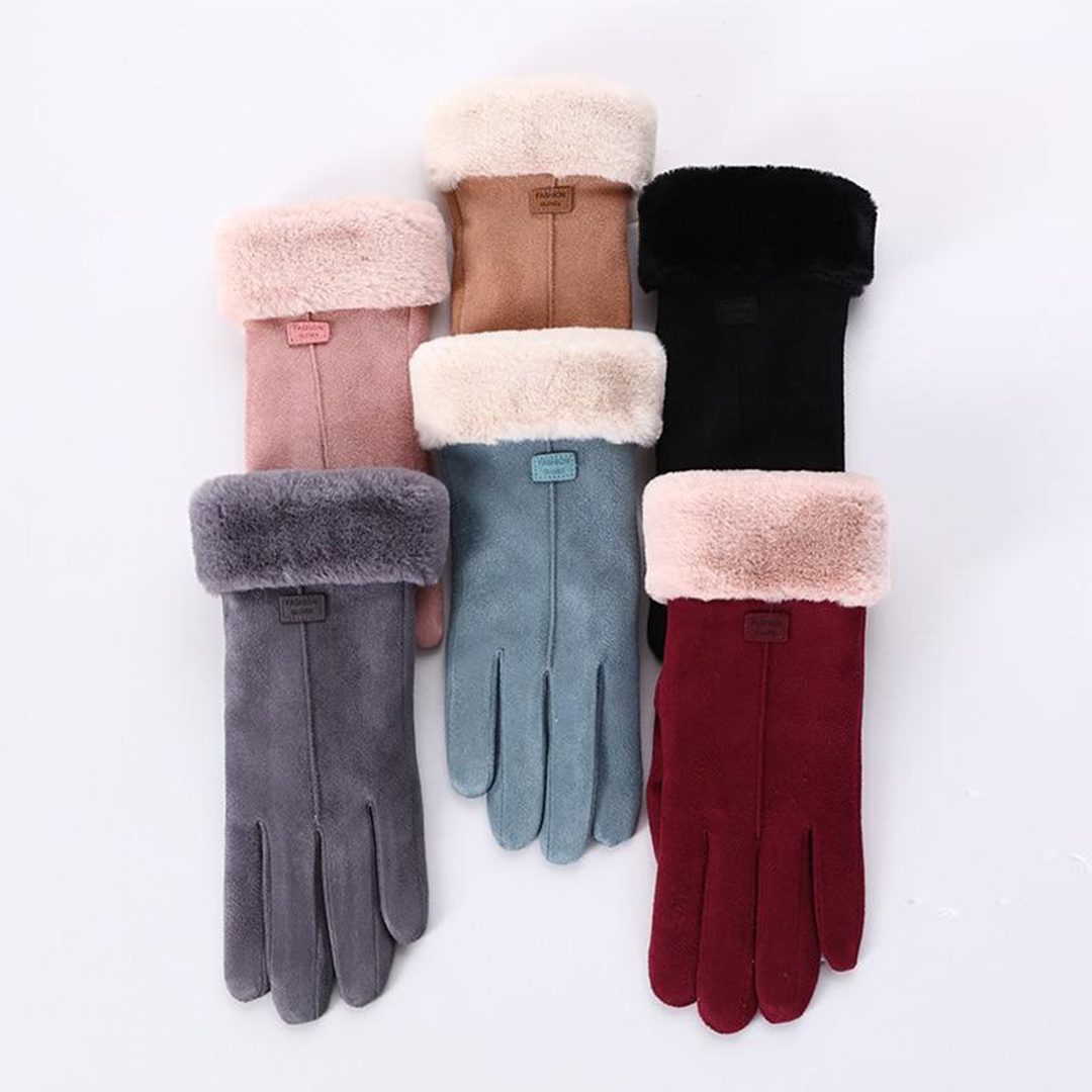 Guantes de invierno de felpa, cómodos y elegantes, sensibles al tacto