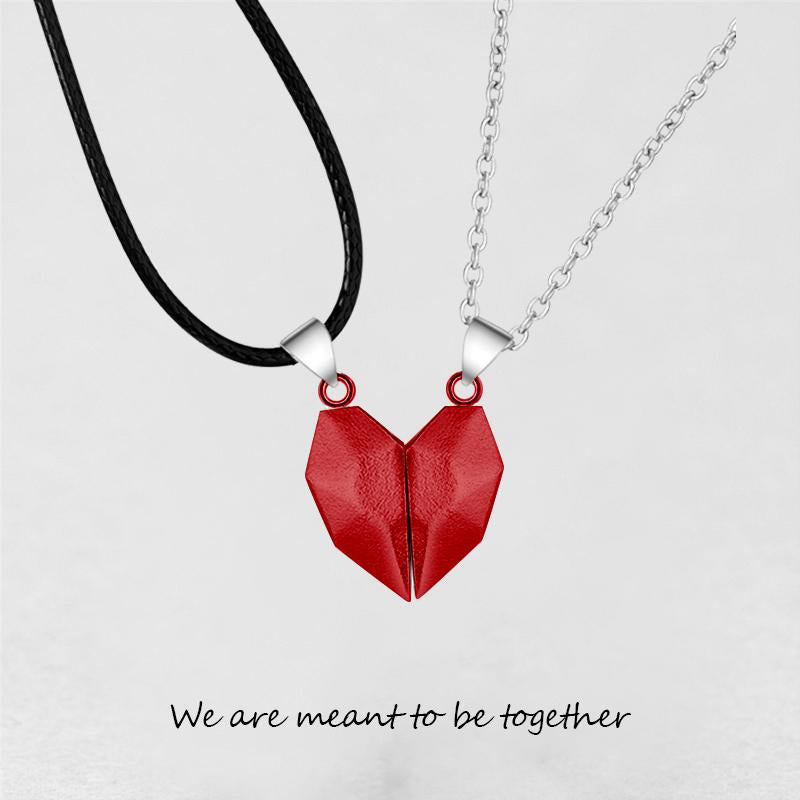 Collar con colgante de dos almas y un corazón para pareja, piedra de los deseos con imán creativo para parejas.