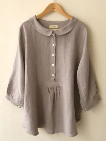 Blusa lisa dulce de manga larga de talla grande