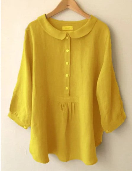 Blusa lisa dulce de manga larga de talla grande