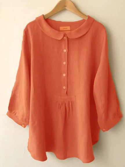 Blusa lisa dulce de manga larga de talla grande