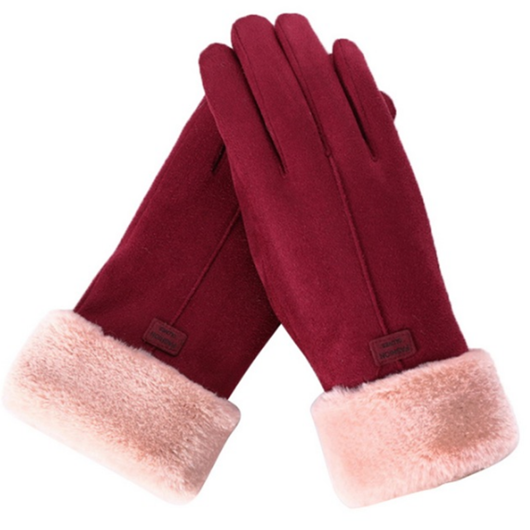 Guantes de invierno de felpa, cómodos y elegantes, sensibles al tacto