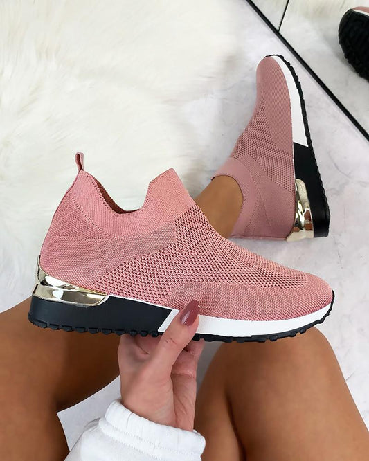 Zapatillas deportivas elásticas para mujer, zapatos planos para caminar