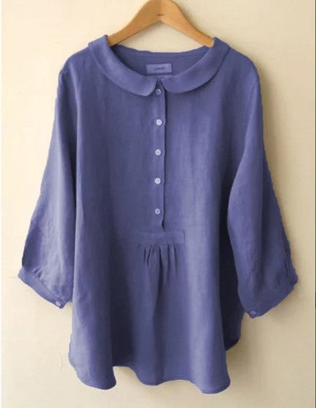 Blusa lisa dulce de manga larga de talla grande