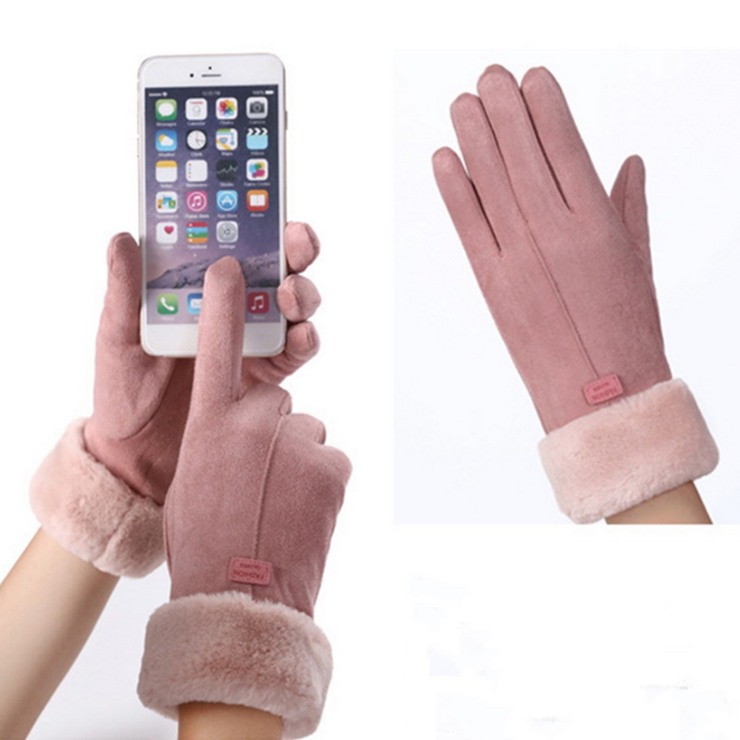 Guantes de invierno de felpa, cómodos y elegantes, sensibles al tacto