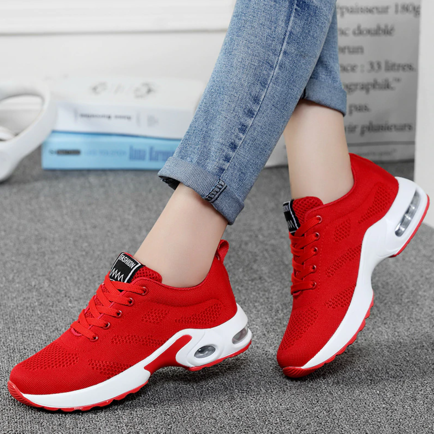 Zapatillas de running ligeras para mujer, transpirables y con amortiguación de aire