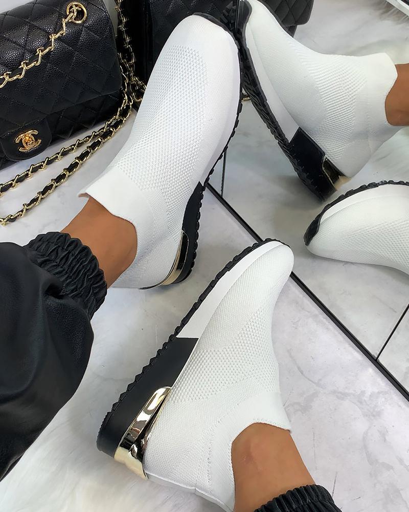 Zapatillas deportivas elásticas para mujer, zapatos planos para caminar
