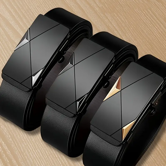 Men's Stylish Black Automatic Self-buckle Cowhide Leather Belt (B003)