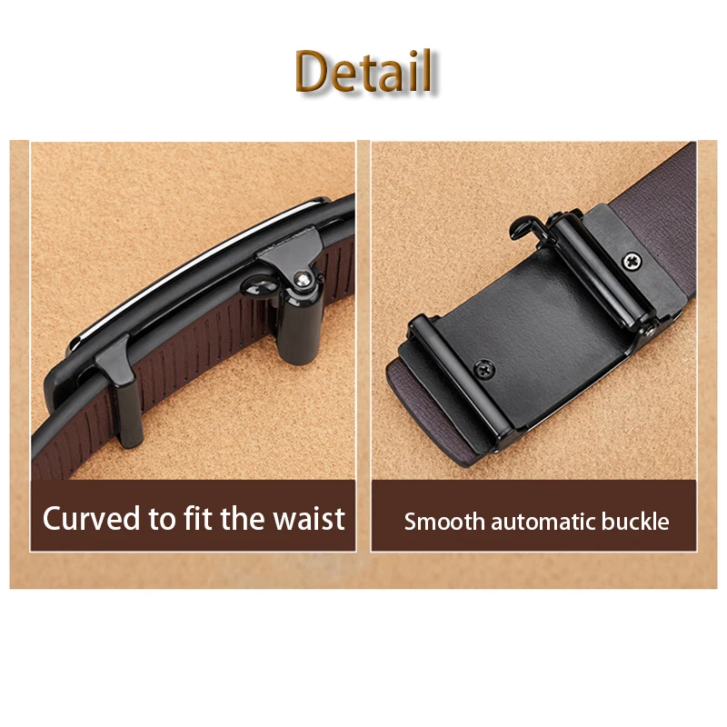Men's Stylish Black Automatic Self-buckle Cowhide Leather Belt (B003)