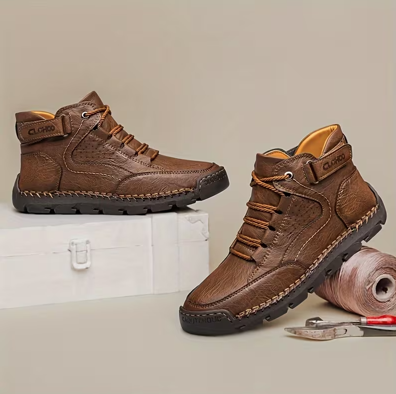 Men’s Leather Ankle Boots — Warm Comfort & Arch Support