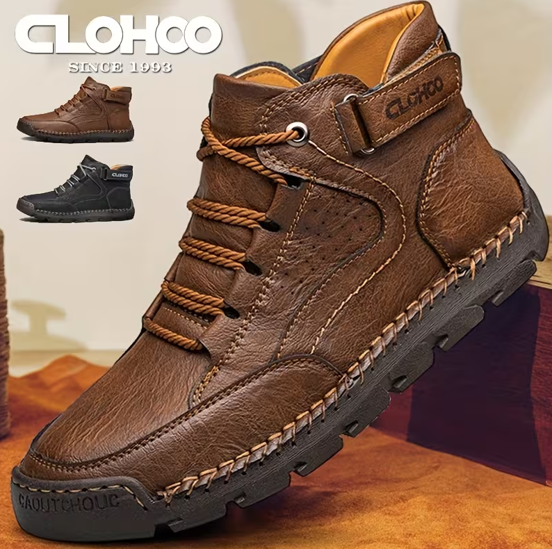 Men’s Leather Ankle Boots — Warm Comfort & Arch Support
