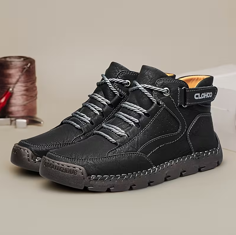 Men’s Leather Ankle Boots — Warm Comfort & Arch Support