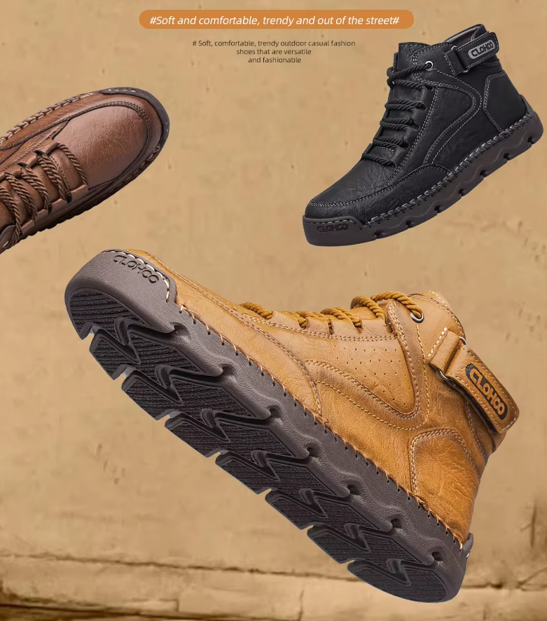 Men’s Leather Ankle Boots — Warm Comfort & Arch Support